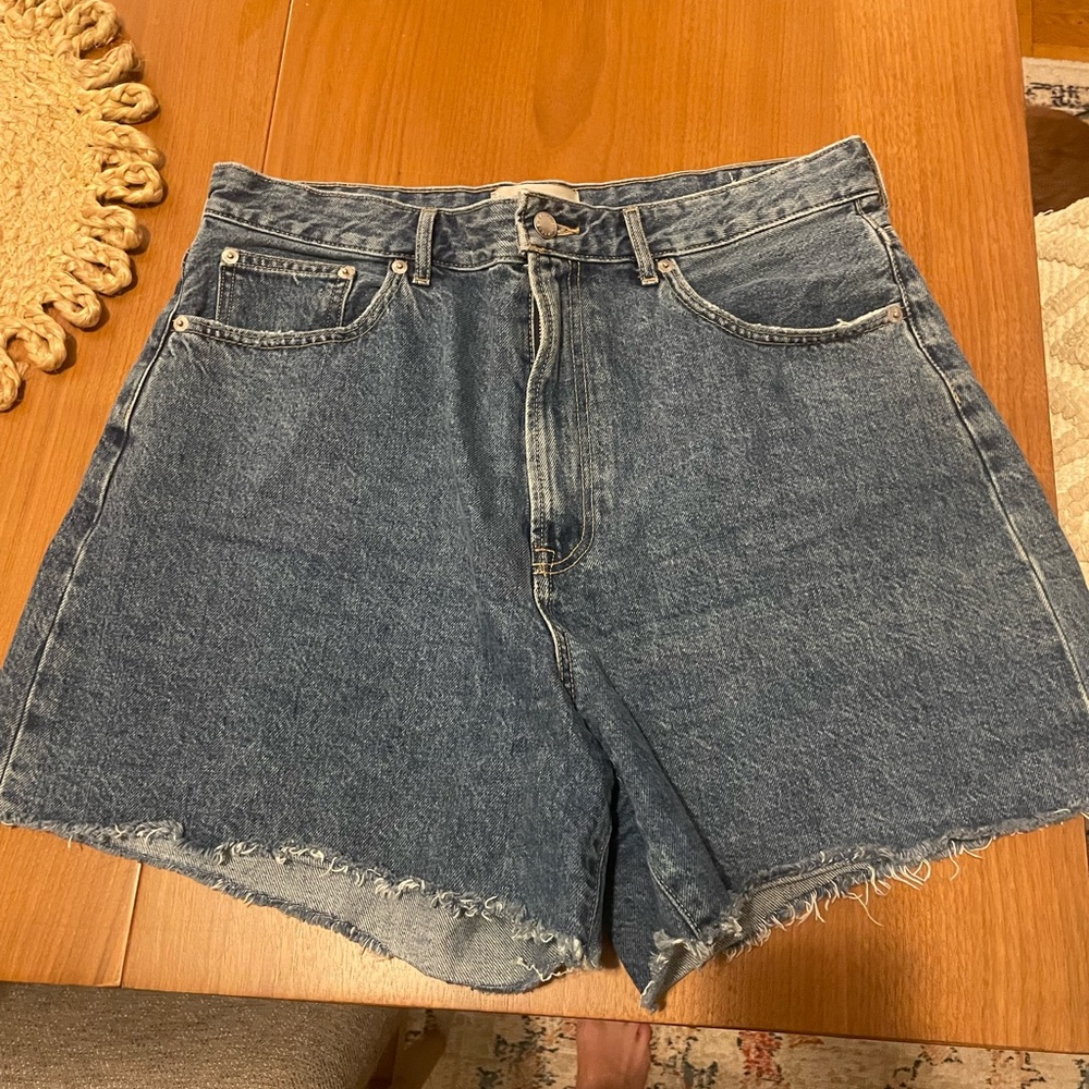 Everlane A-Line Denim Short - Medium Indigo High-Waisted